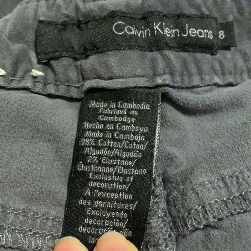 Calvin Klein Straight Cut Velour Velvet Grey Fitted Jeans - Picture 4 of 4